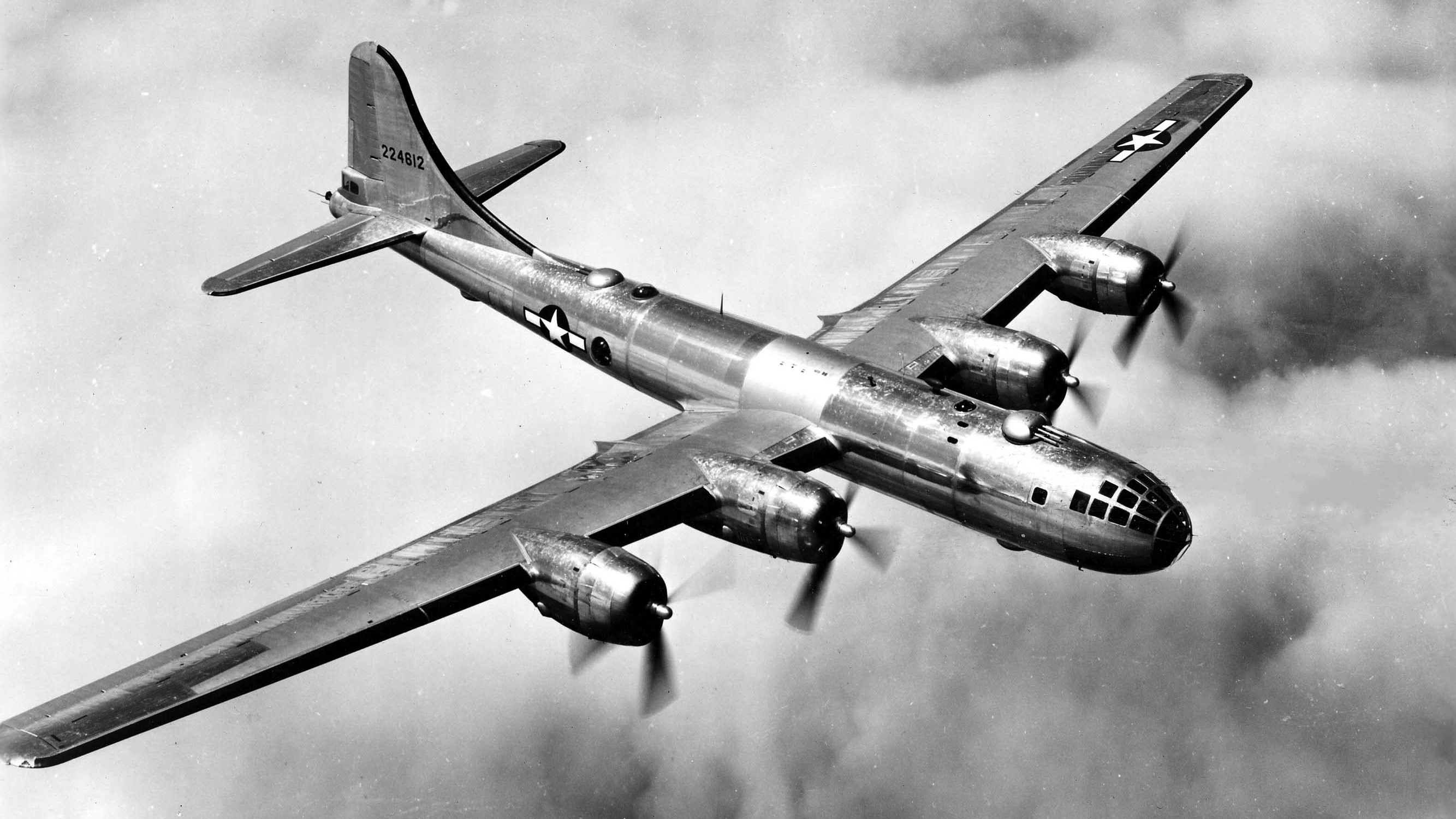 The Boeing B-29 Superfortress that is used to drop the atomic bombs on Hiroshima and Nagasaki