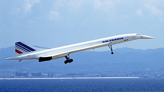 Concorde approaching runway at airport